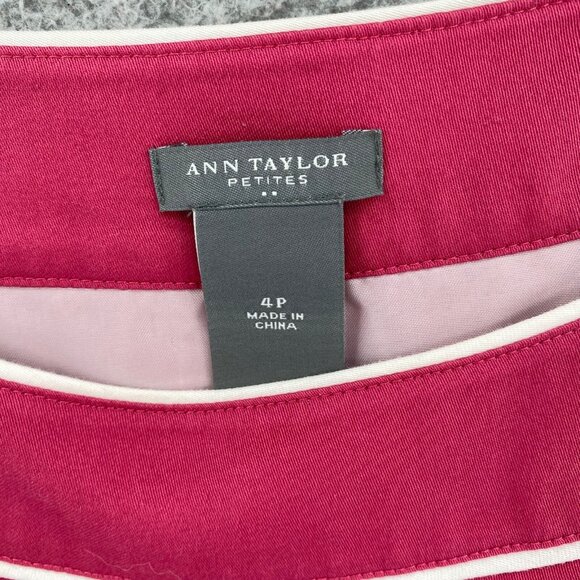Ann Taylor Dress Womens 4 Petite Pink Polka Dot Scallop Hem Sheath Mini Casual - Picture 5 of 9